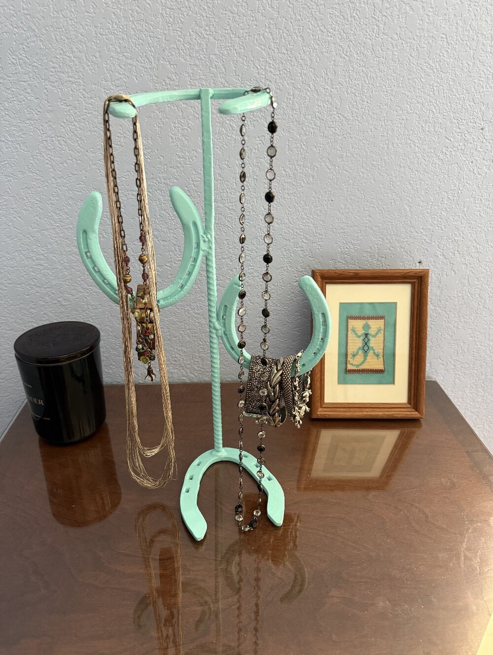 Handcrafted Turquoise Horseshoe Jewelry & Hat Stand - Unbranded